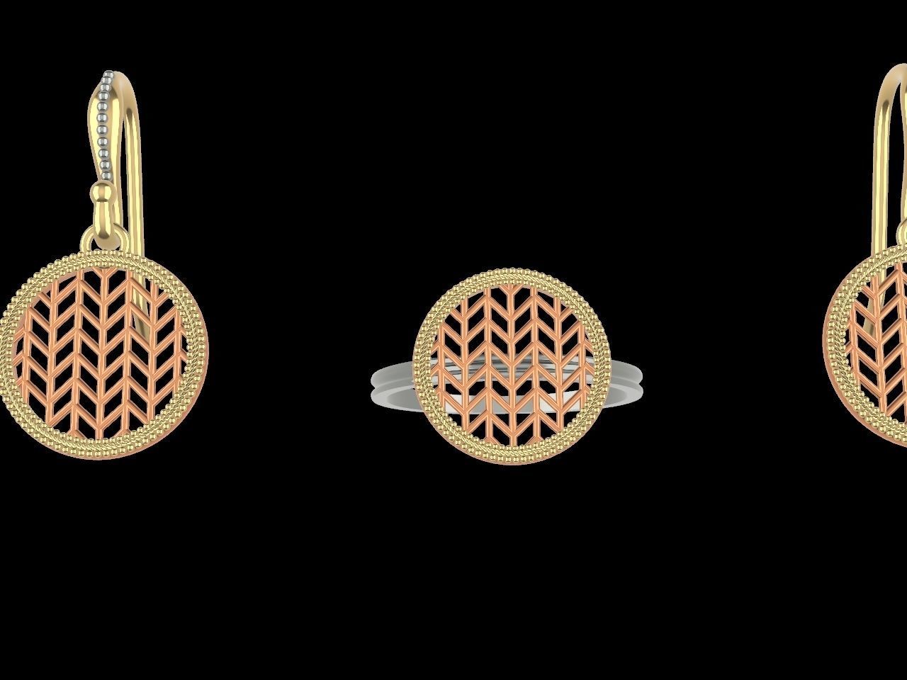ART DECO EARRING RING SET STL FILES CHECKED 3D print model_12