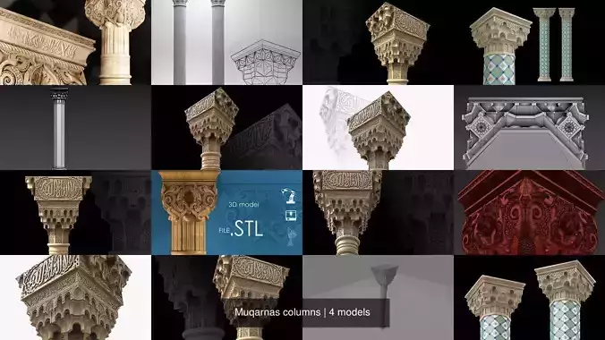 Muqarnas columns 3D Model Collection