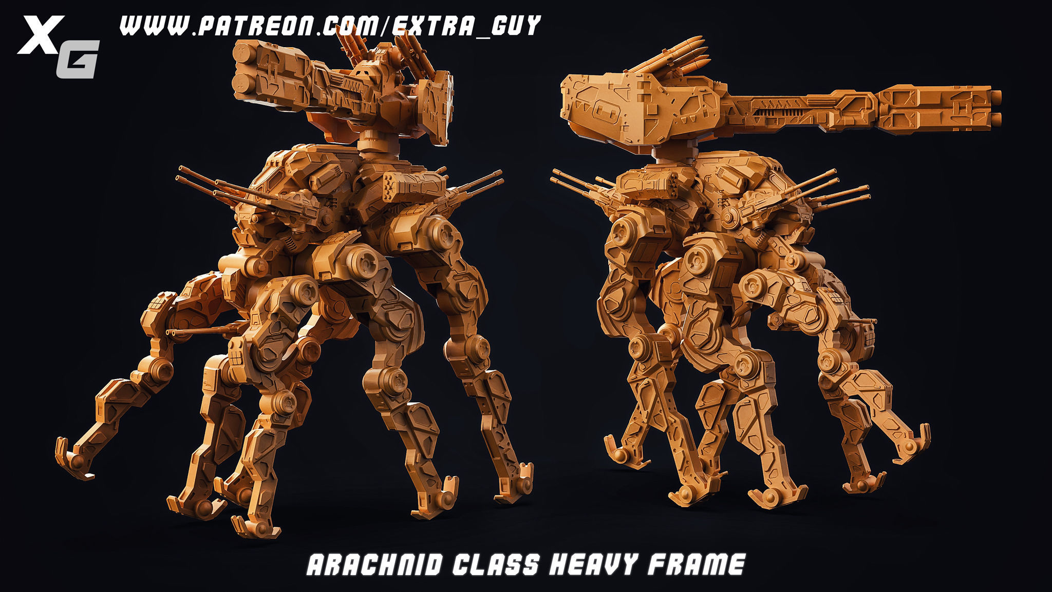 Arachnid Class Heavy Frame  3DPrintable over 137mm in height 3D print model_1