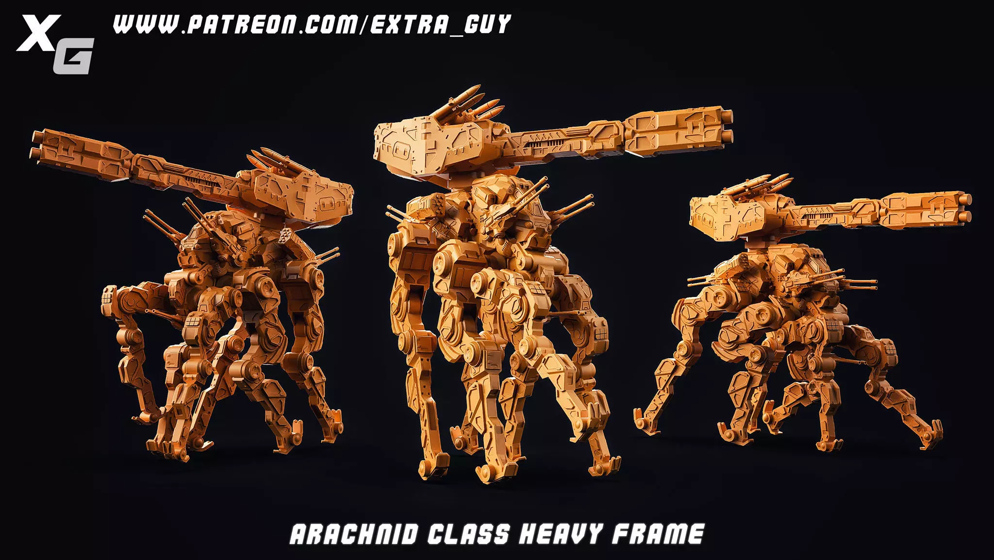 Arachnid Class Heavy Frame  3DPrintable over 137mm in height 3D print model_0