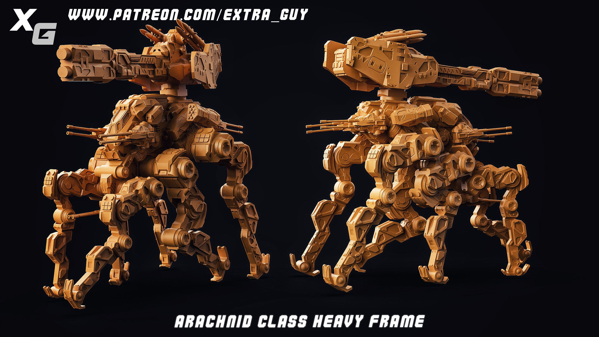 Arachnid Class Heavy Frame  3DPrintable over 137mm in height 3D print model_3