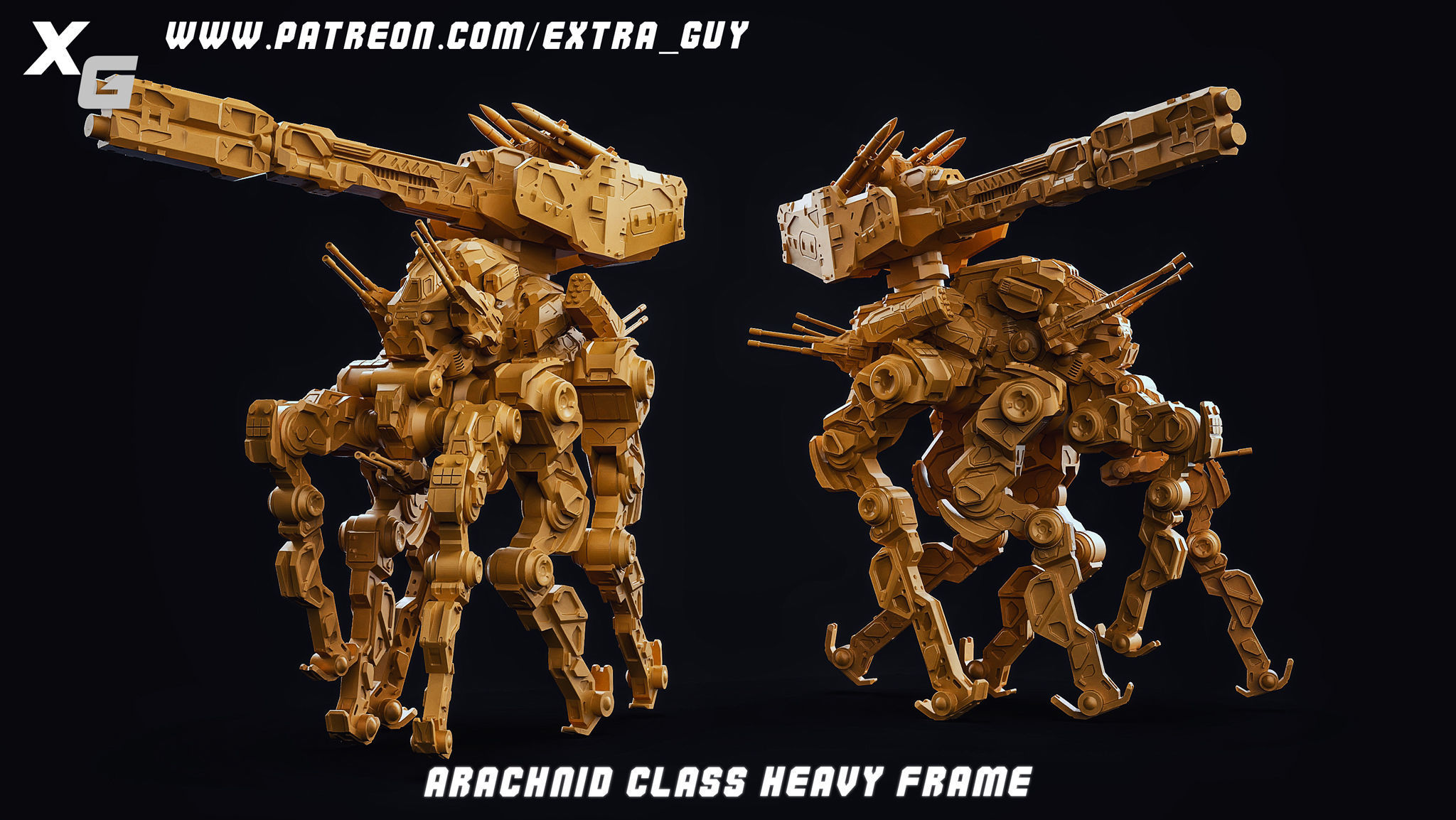 Arachnid Class Heavy Frame  3DPrintable over 137mm in height 3D print model_2