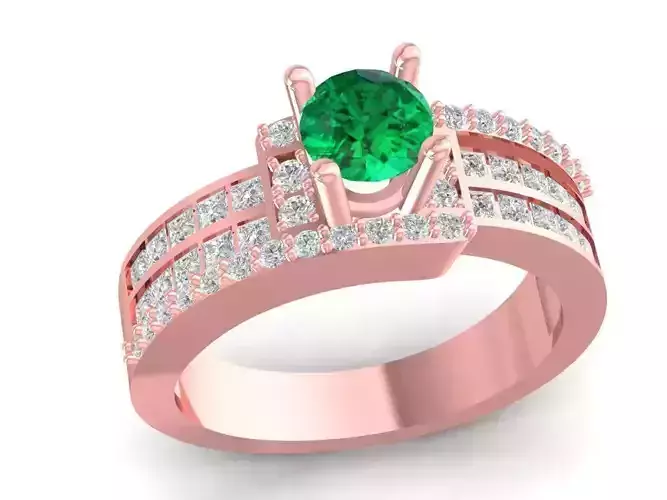 Elegant Emerald Cut Green Gemstone Engagement Ring for Women3028