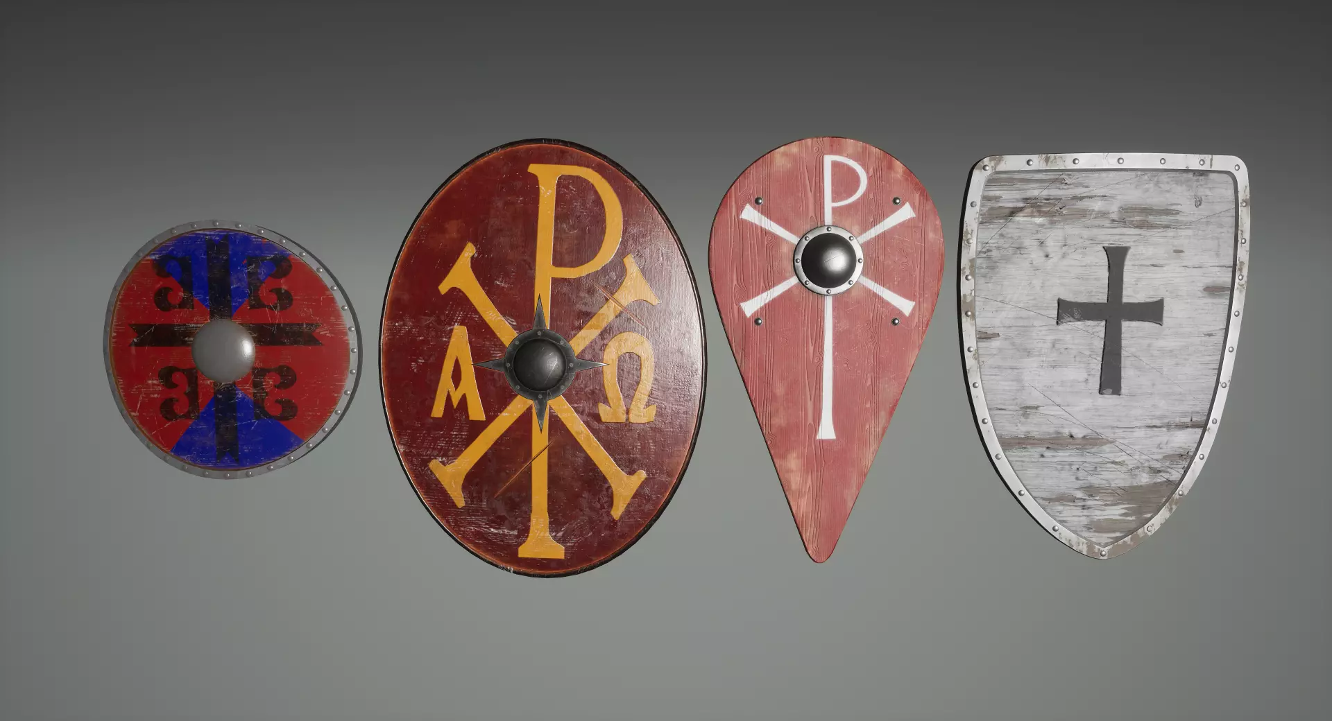Byzantine Shields Low-poly 3D model