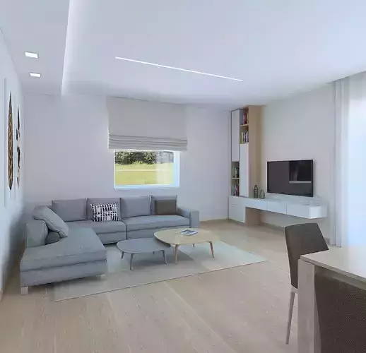 Cozy living room with wood panel decor