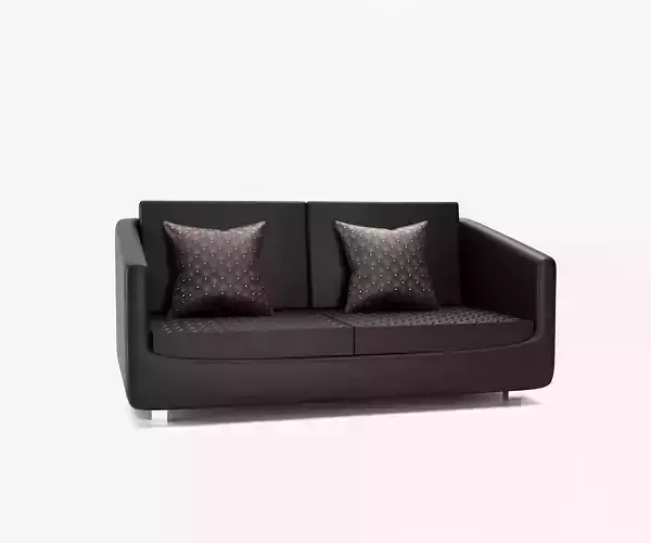 Two-seater gray 3d sofa with two cushions 