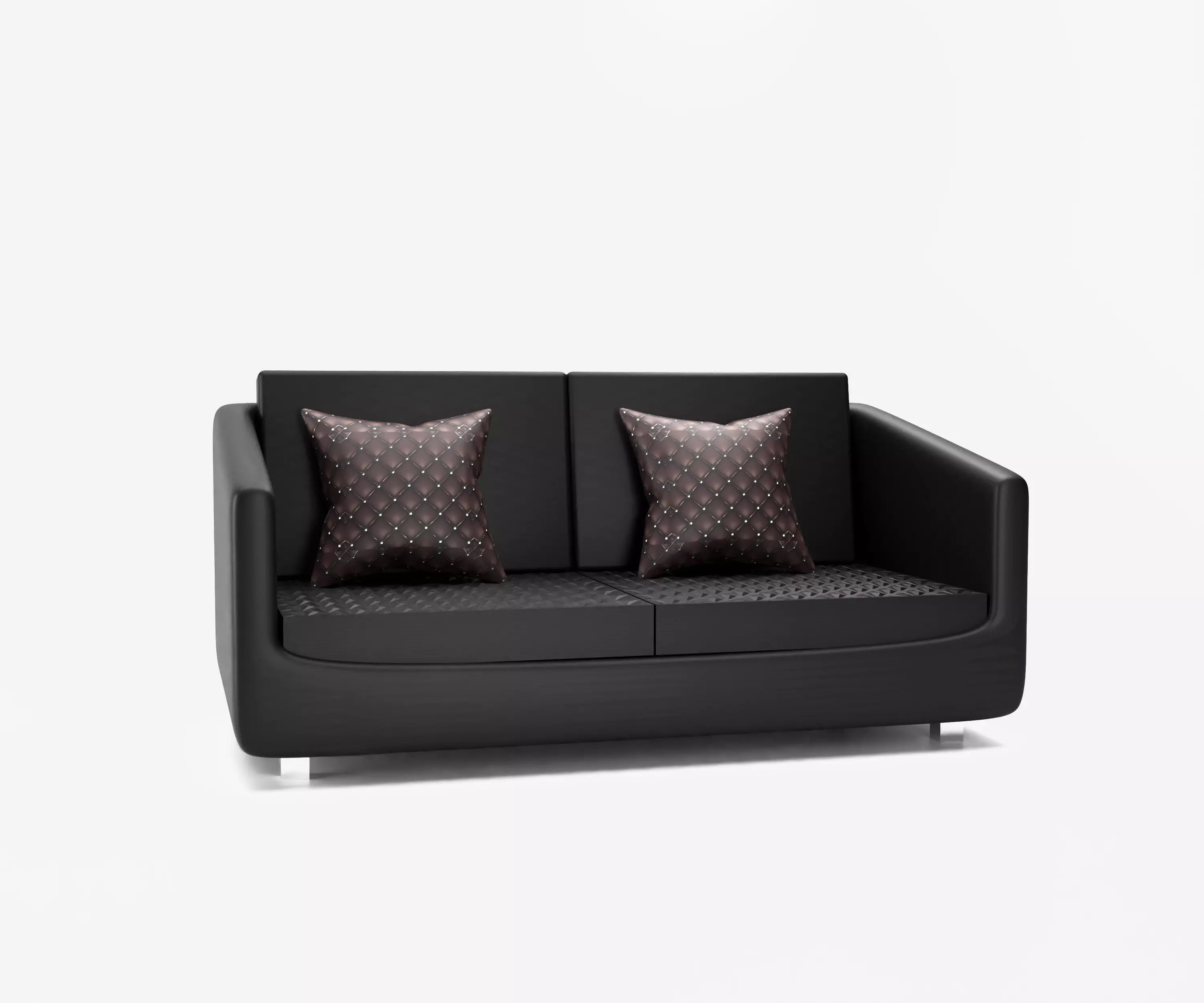 Two-seater gray 3d sofa with two cushions Free 3D model