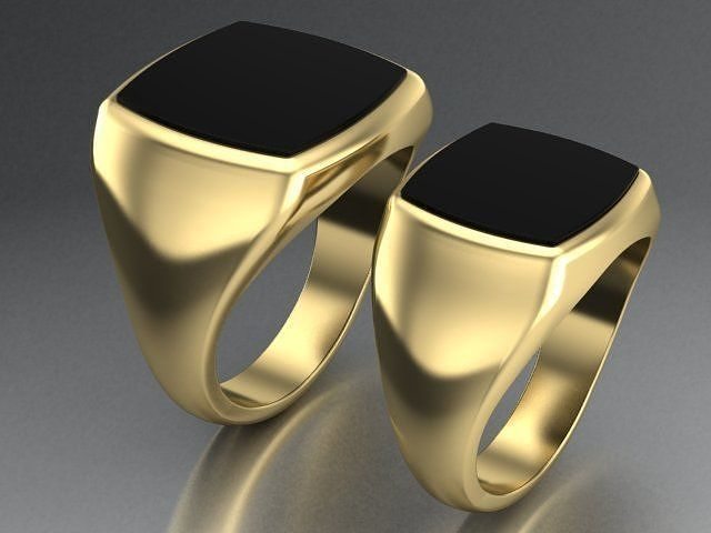 mens ring with black onyx Two  options 3D print model