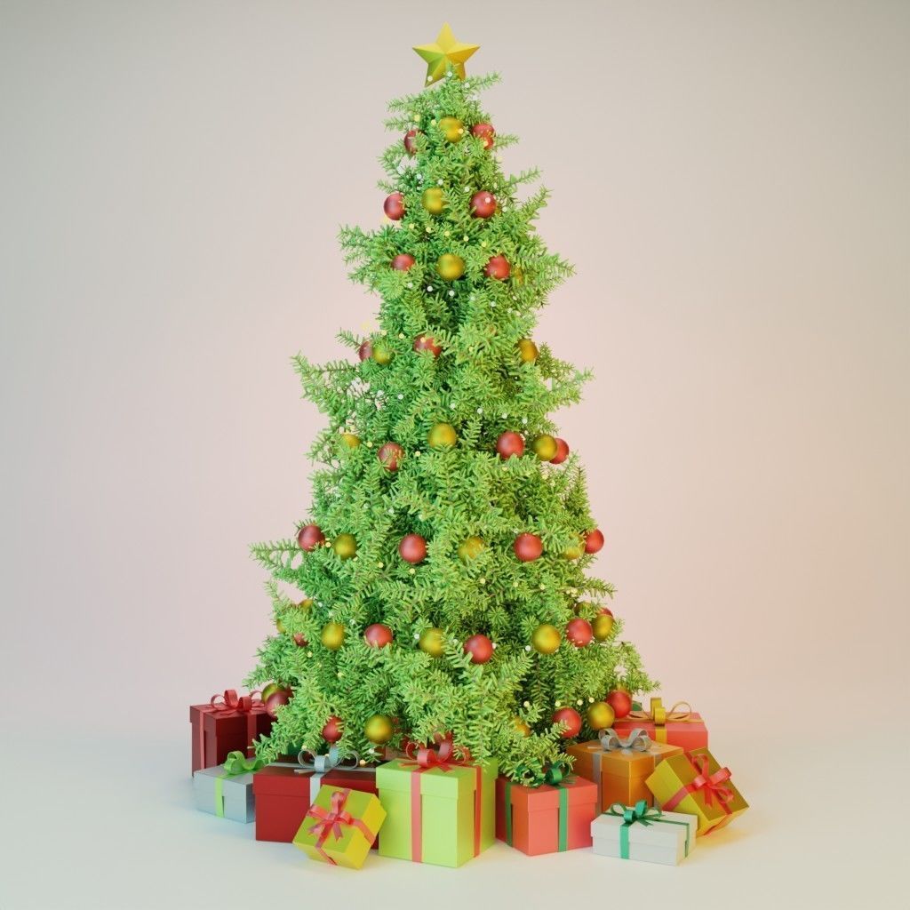 Christmas tree Low-poly 3D model_3