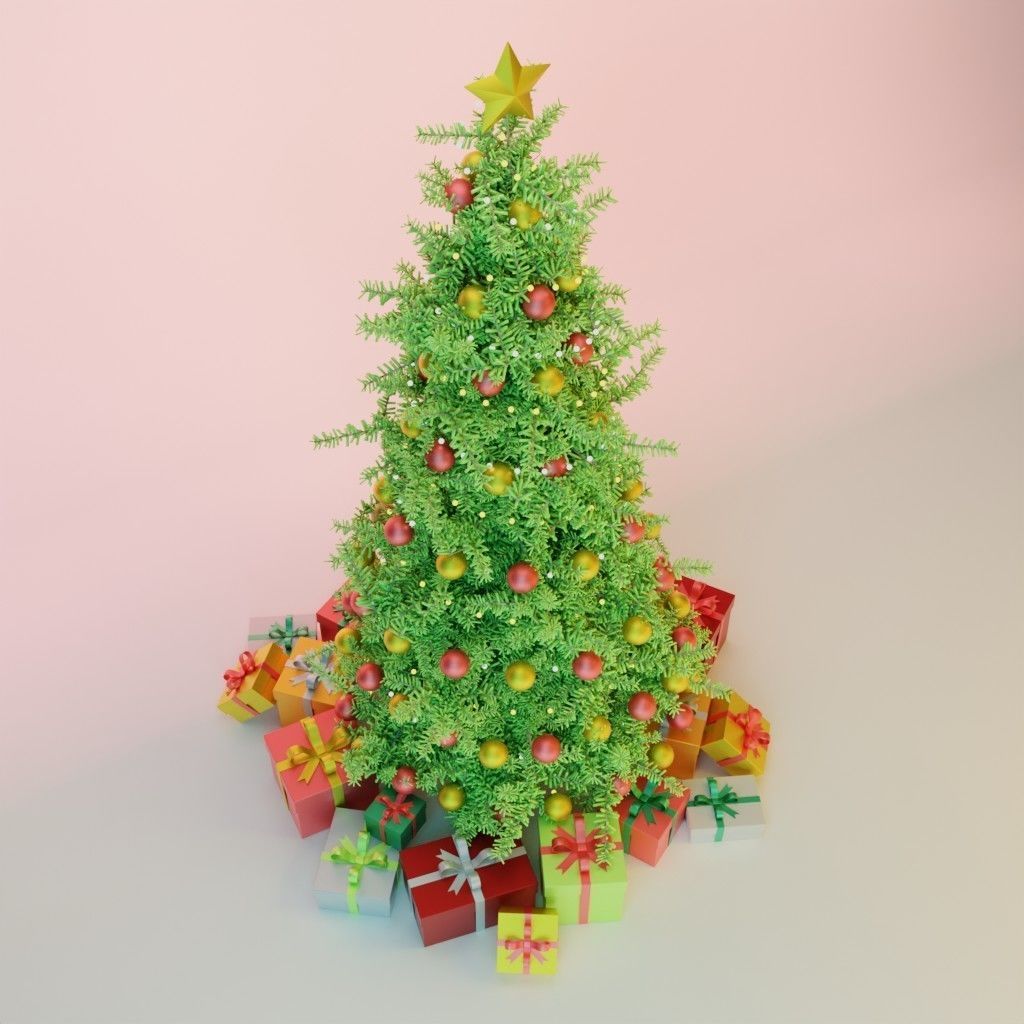 Christmas tree Low-poly 3D model_6