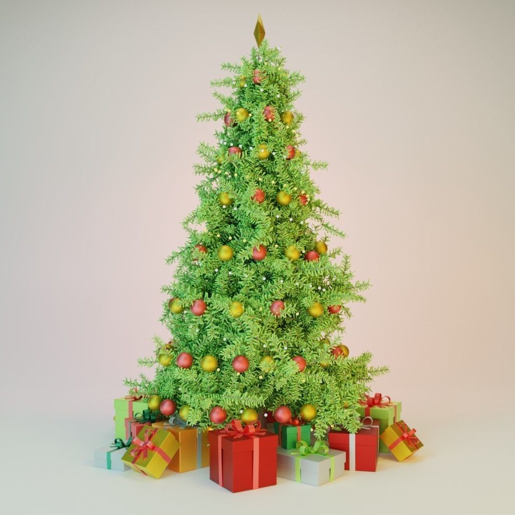 Christmas tree Low-poly 3D model_2