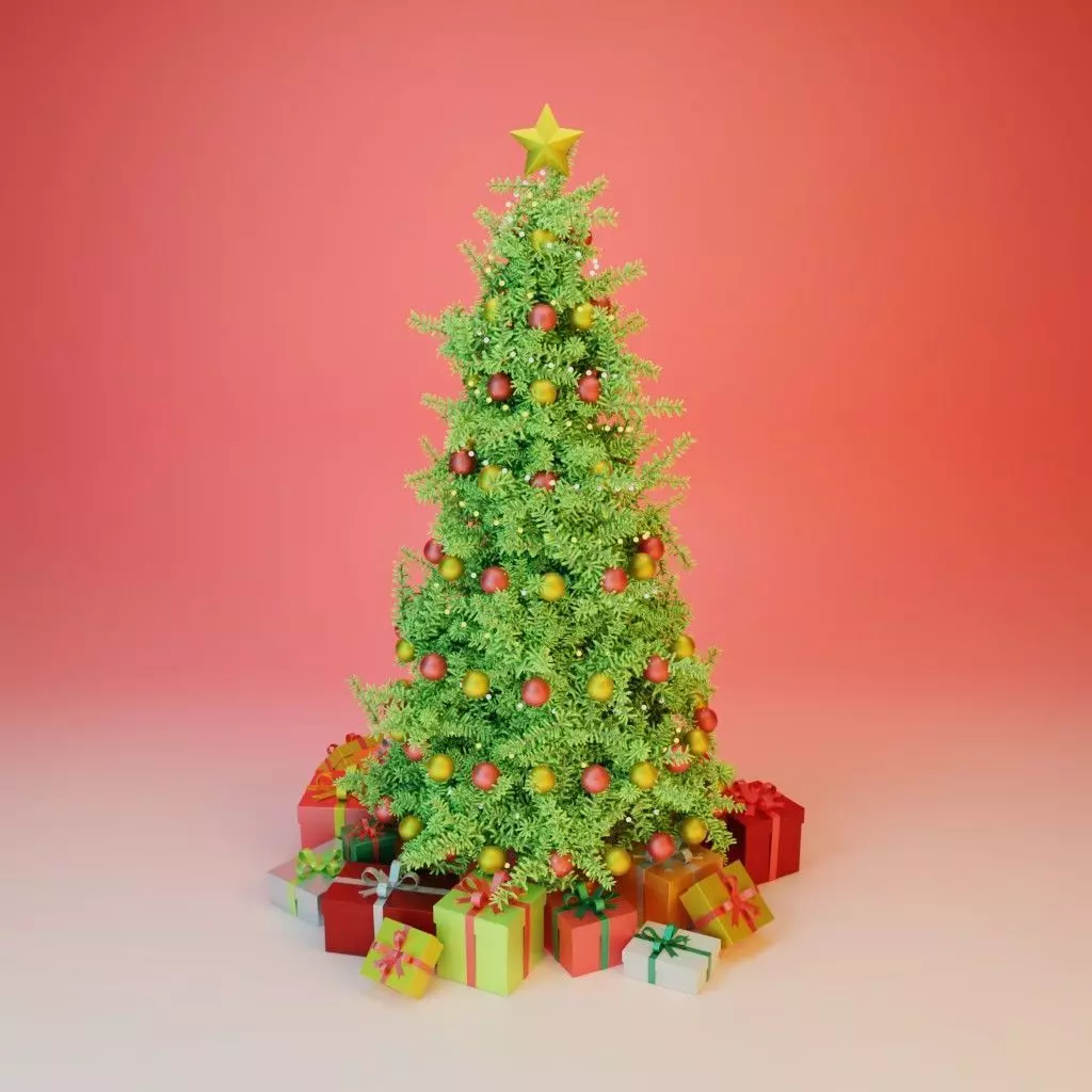 Christmas tree Low-poly 3D model_0