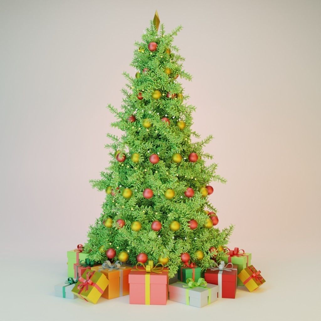 Christmas tree Low-poly 3D model_4