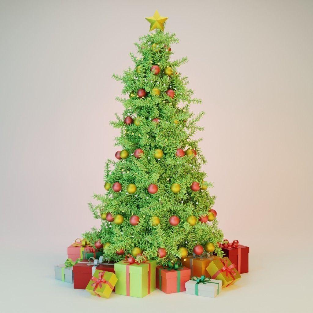 Christmas tree Low-poly 3D model_1