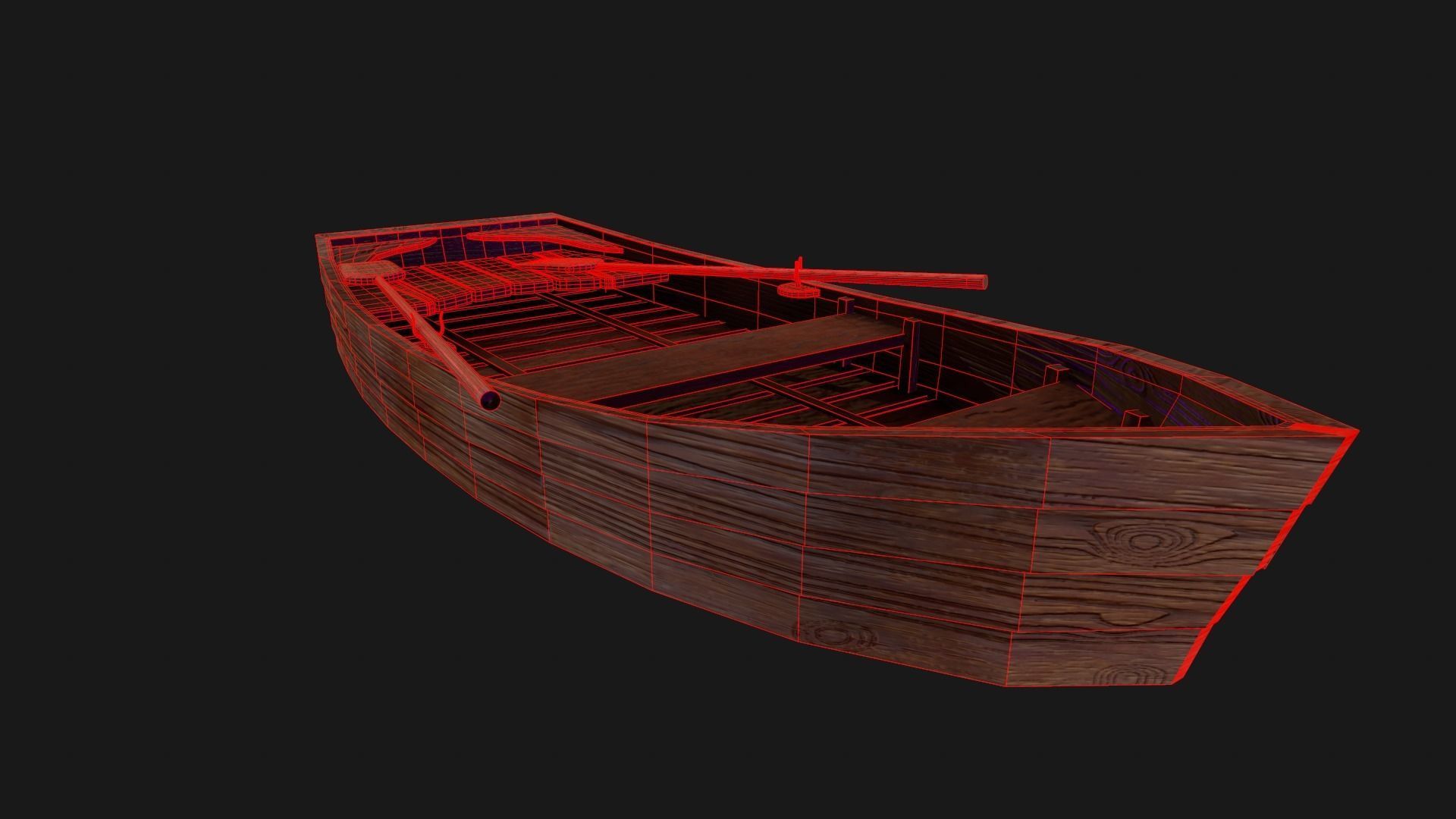 Nordic Rowboat  Low-poly 3D model_8