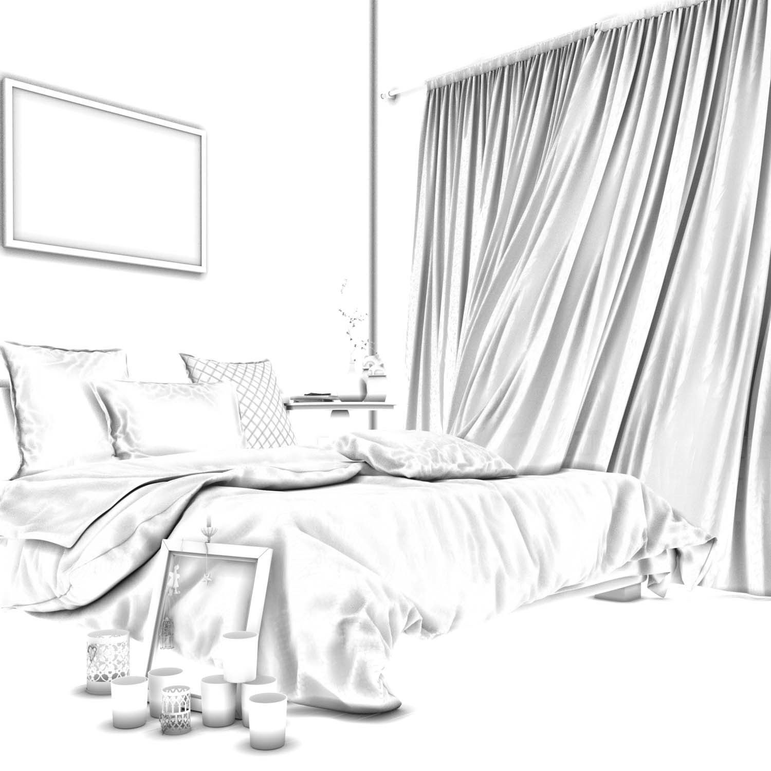bedroom with polka dot bedding 3D model_11