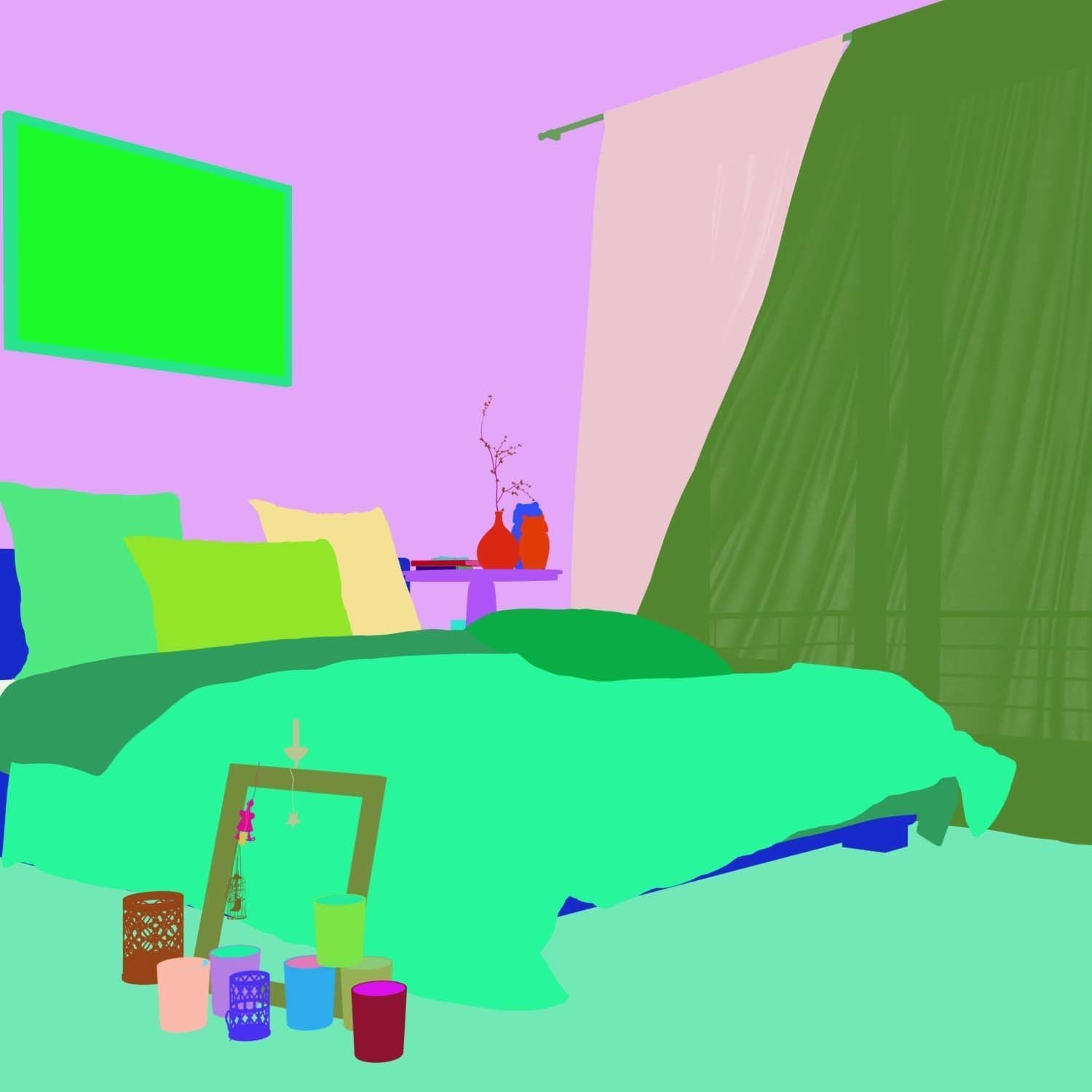 bedroom with polka dot bedding 3D model_5