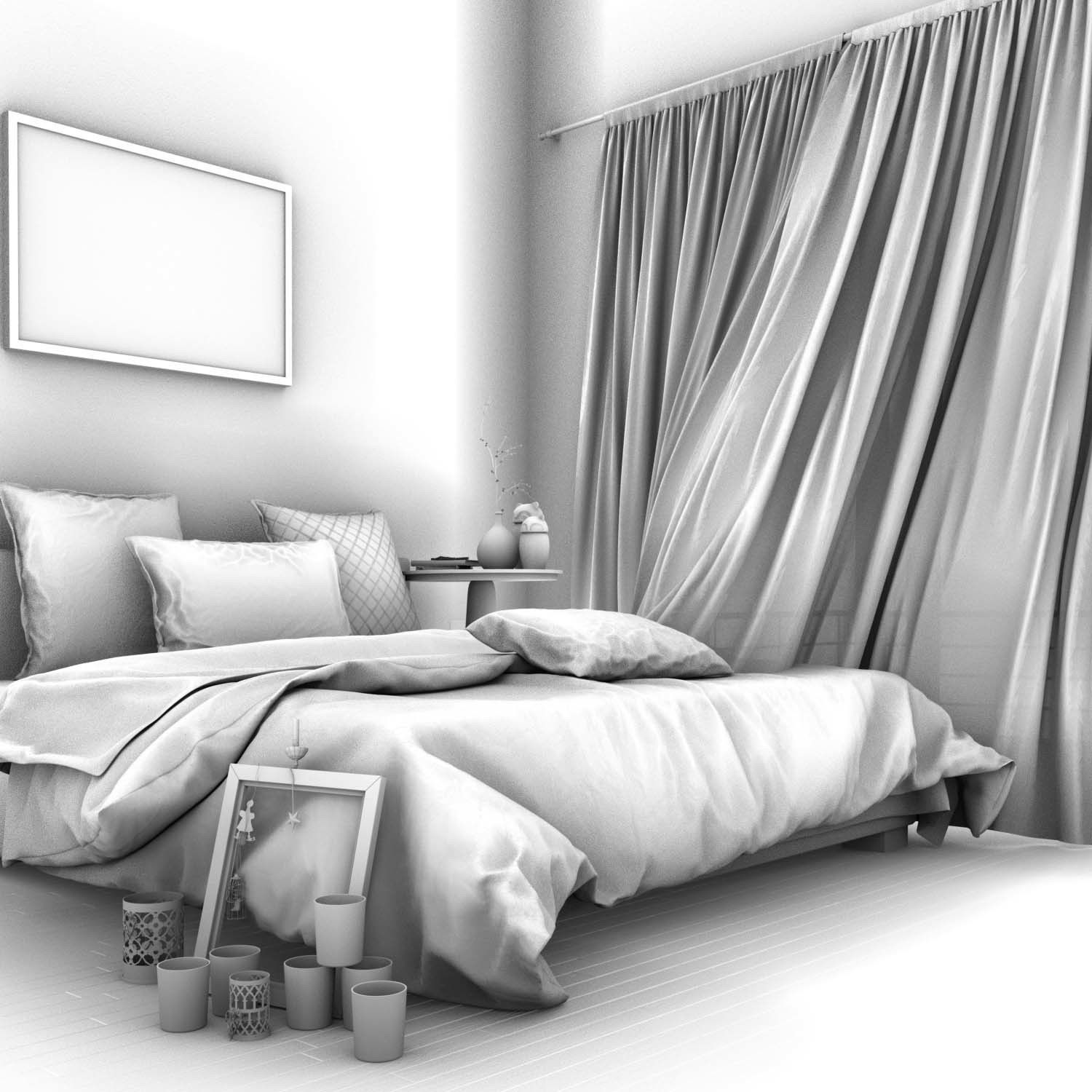 bedroom with polka dot bedding 3D model_10