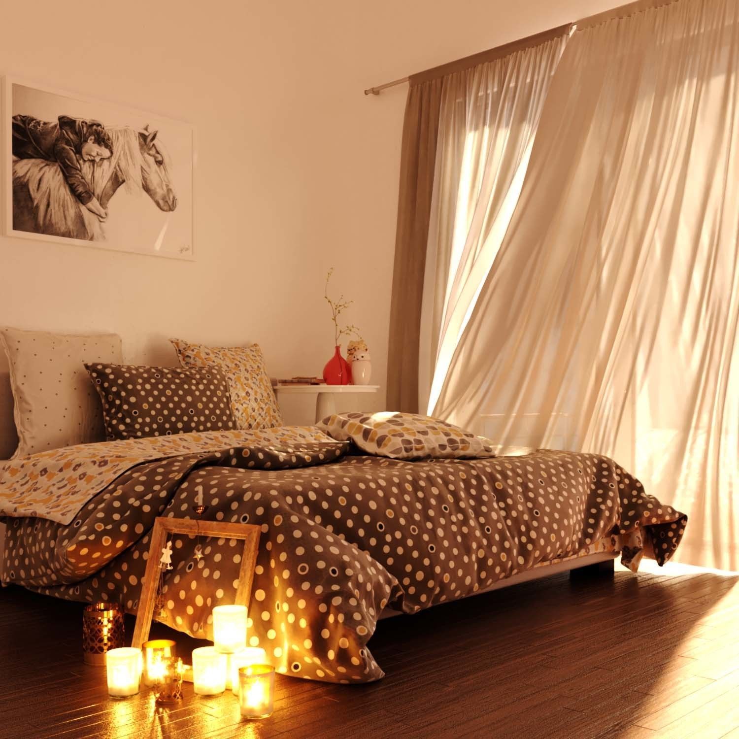 bedroom with polka dot bedding 3D model_9