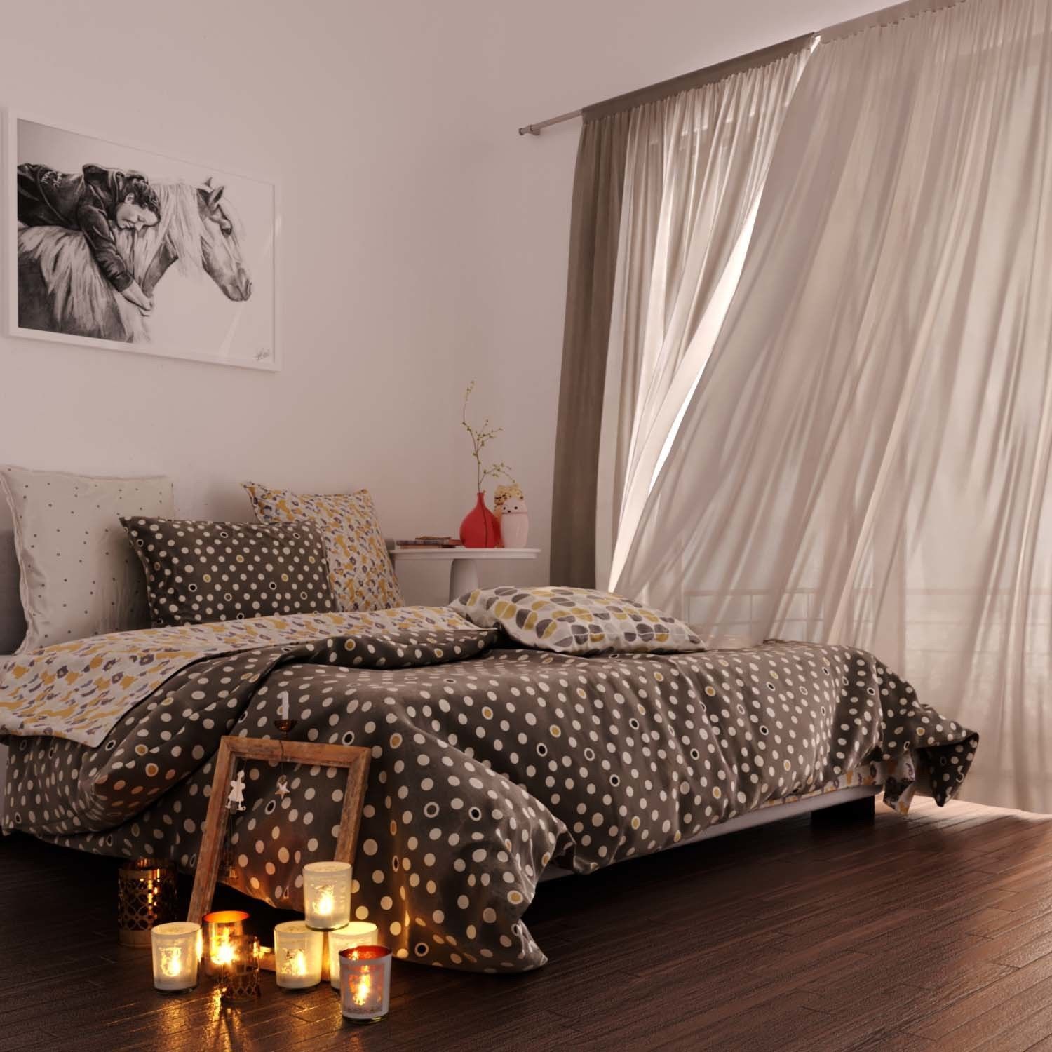 bedroom with polka dot bedding 3D model_8