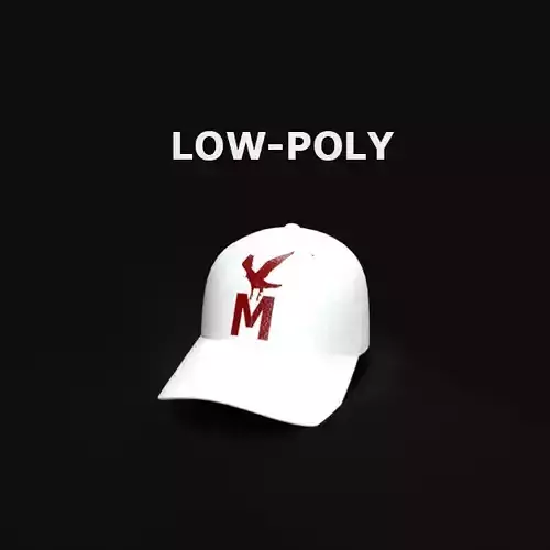 White Jeans Baseball Cap with a Red Eagle and the Letter M