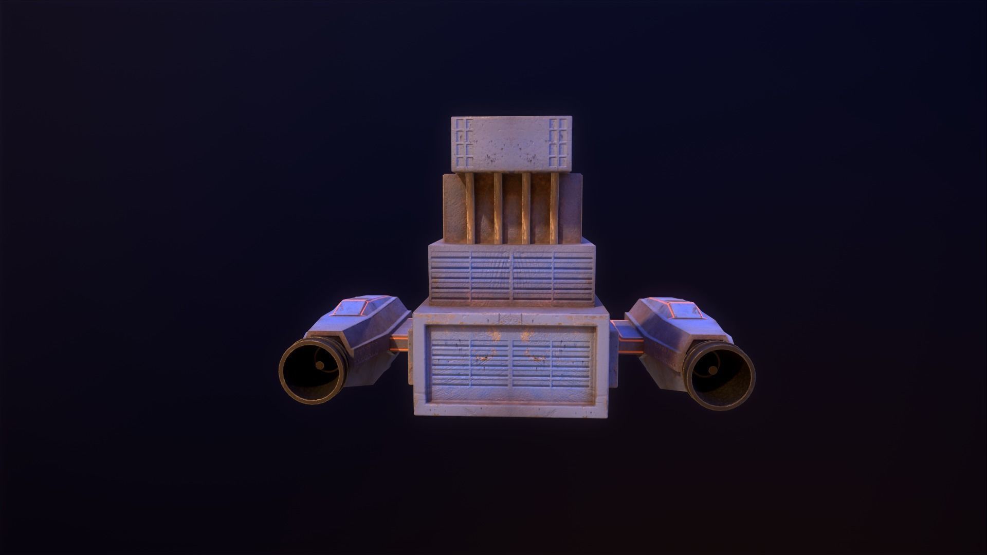 Industrial Spaceship Low-poly 3D model_9