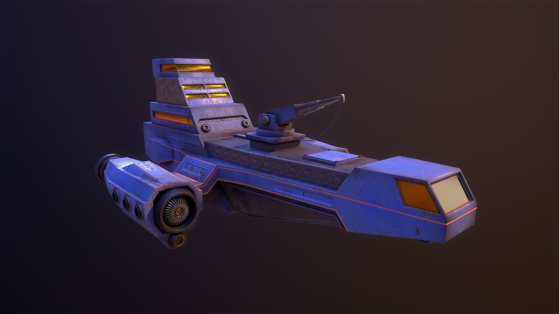 Industrial Spaceship Low-poly 3D model_5