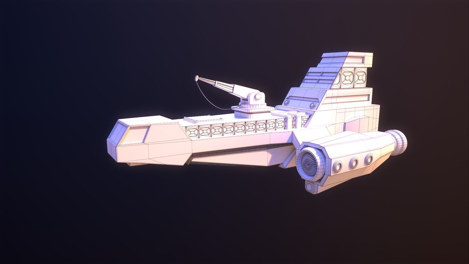 Industrial Spaceship Low-poly 3D model_4