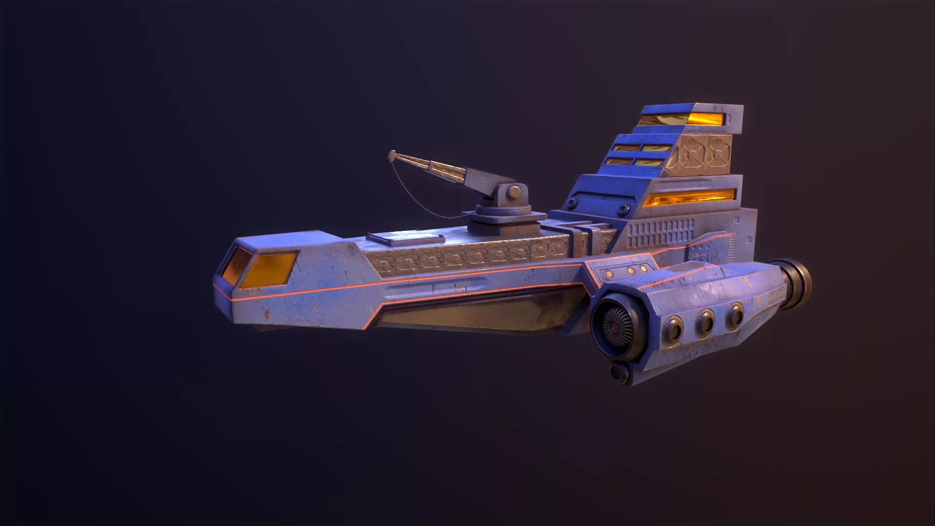 Industrial Spaceship Low-poly 3D model_0