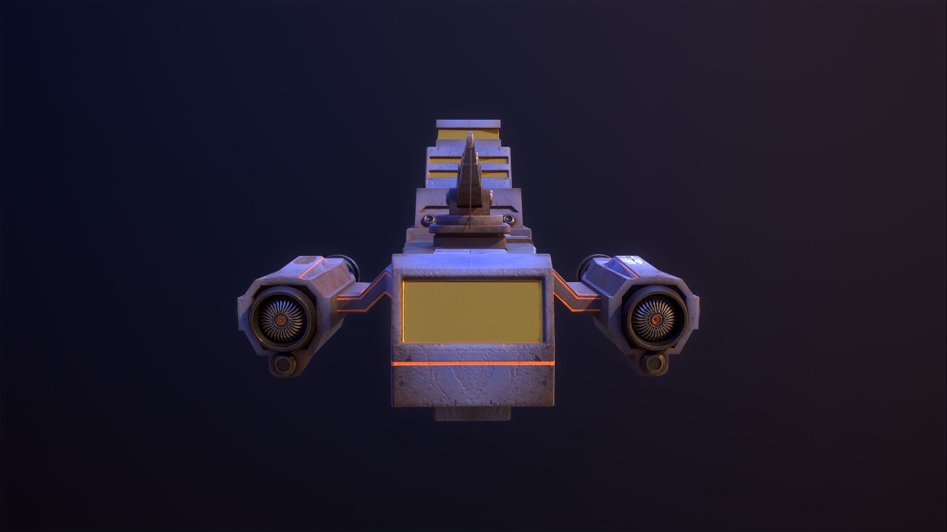 Industrial Spaceship Low-poly 3D model_8
