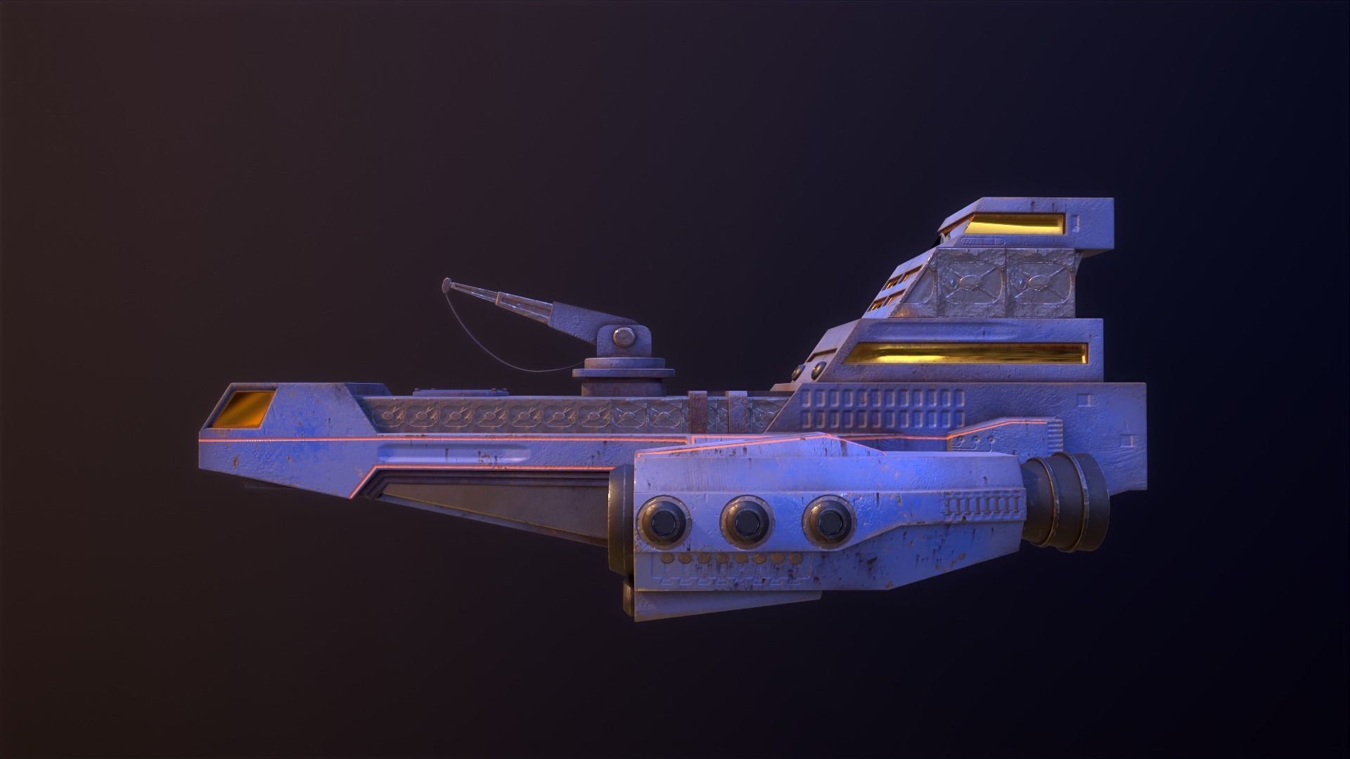 Industrial Spaceship Low-poly 3D model_6