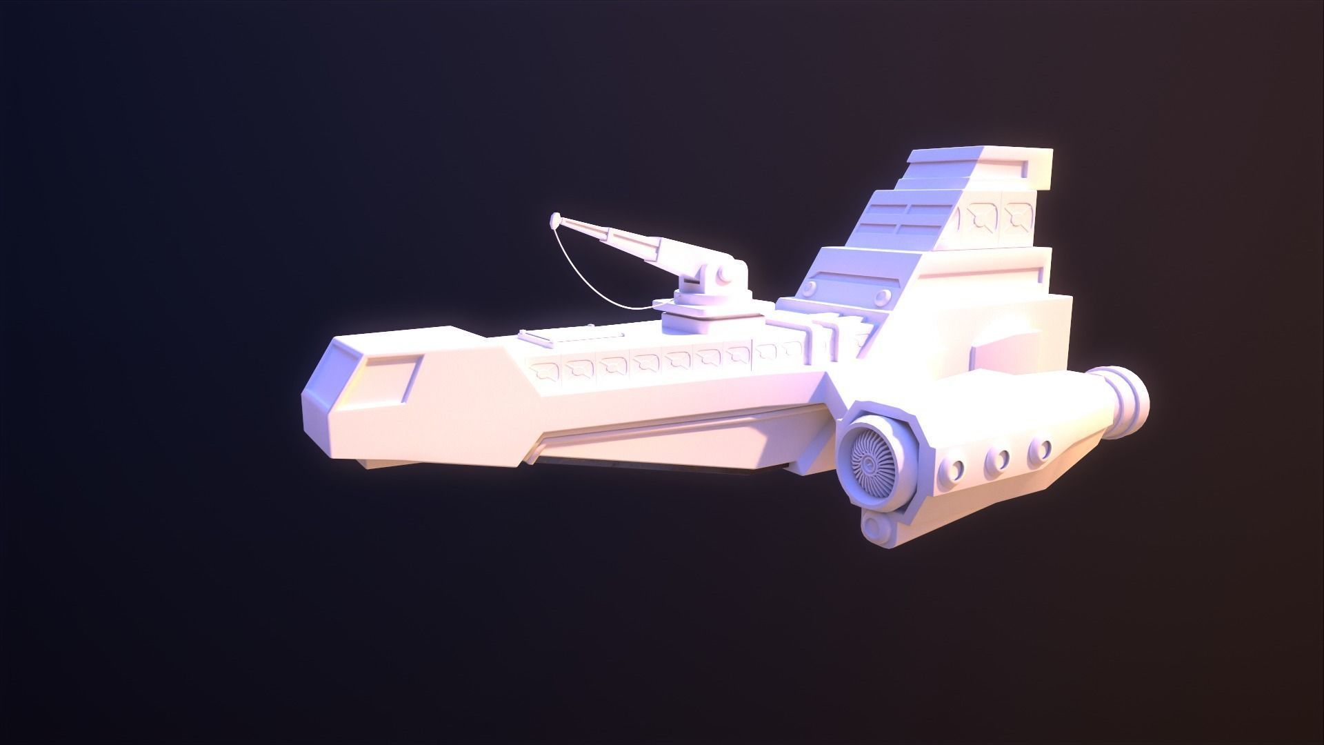 Industrial Spaceship Low-poly 3D model_3