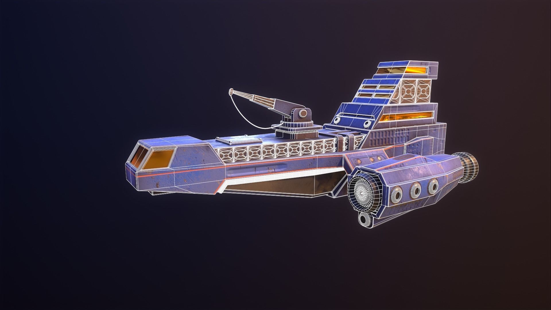 Industrial Spaceship Low-poly 3D model_2