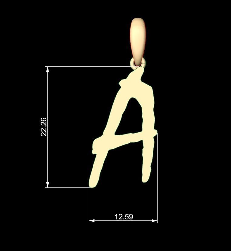 Initial Letters Pendant Mistral A 3D print model_4