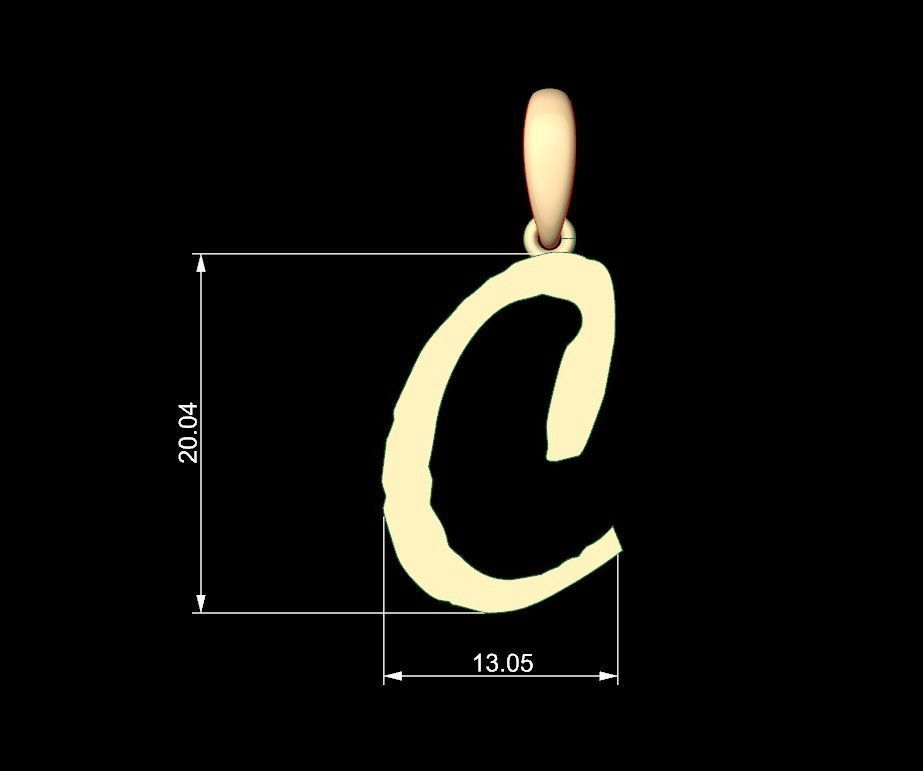 Initial Letters Pendant Mistral C 3D print model_4