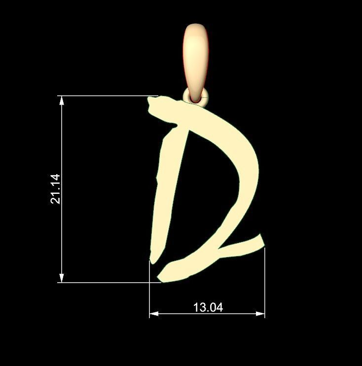 Initial Letters Pendant Mistral D 3D print model_4