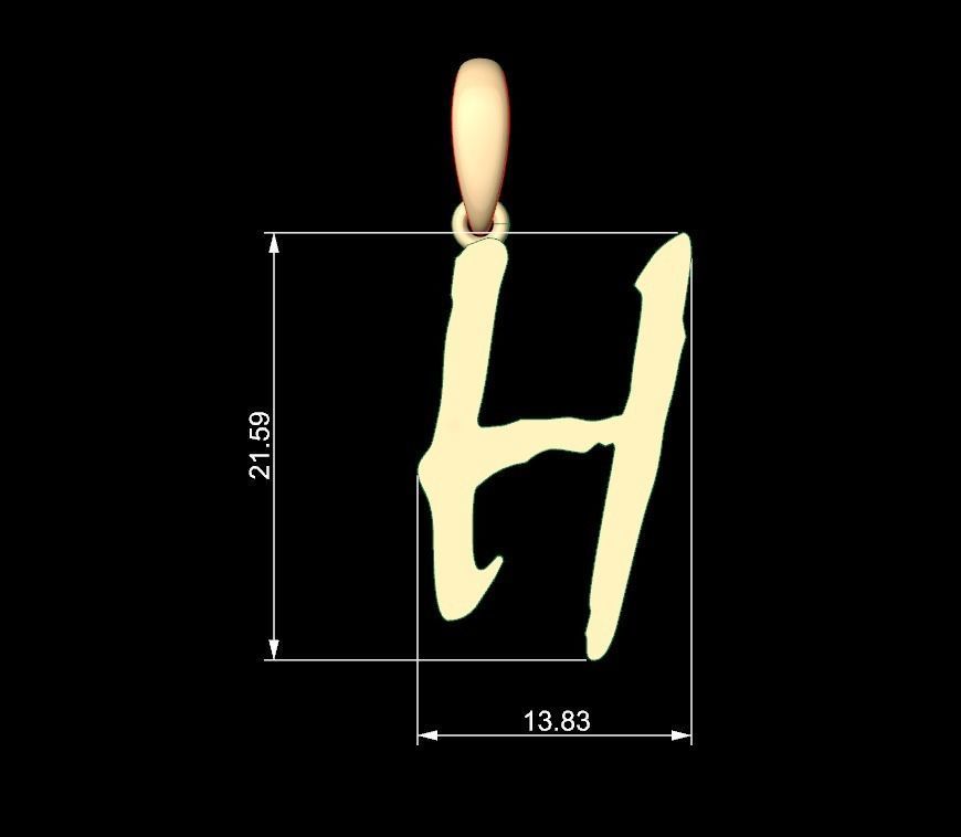 Initial Letters Pendant Mistral H 3D print model_4