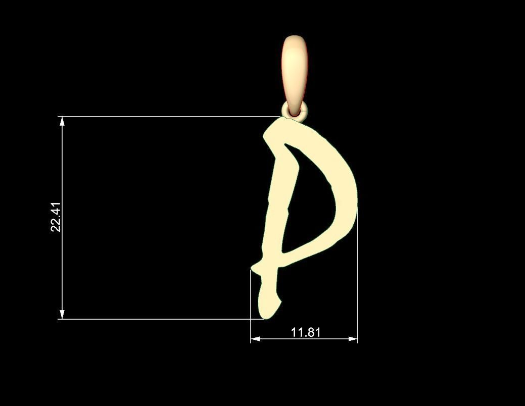 Initial Letters Pendant Mistral P 3D print model_4