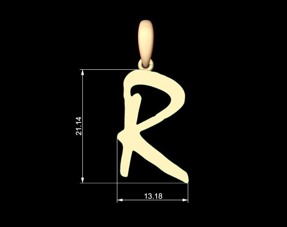 Initial Letters Pendant Mistral R 3D print model_4