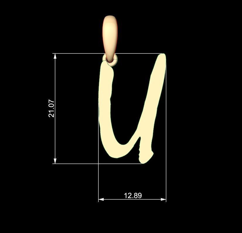 Initial Letters Pendant Mistral U 3D print model_4