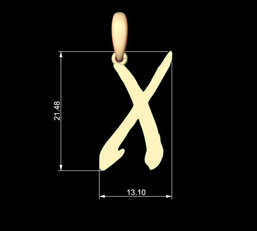 Initial Letters Pendant Mistral X 3D print model_4