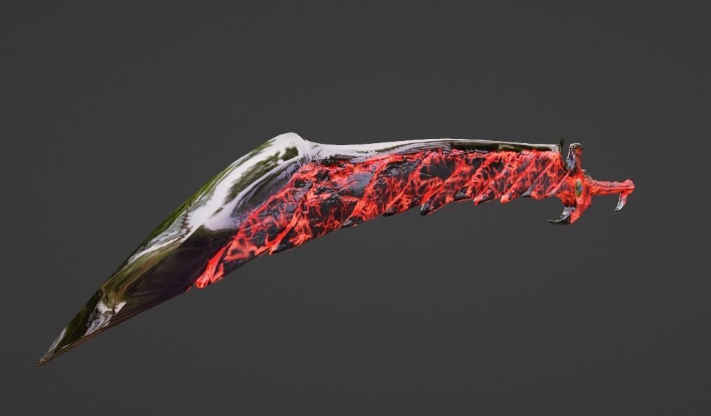 lowpoly sword flaming Low-poly 3D model_1