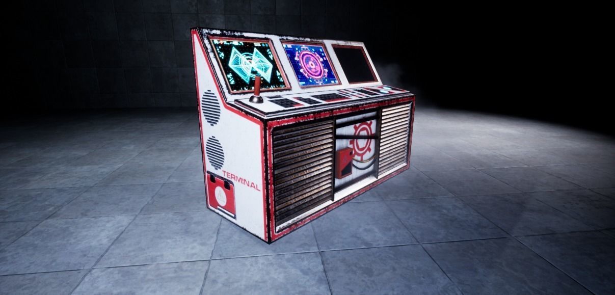 Sci-fi old Terminal Low-poly 3D model_0
