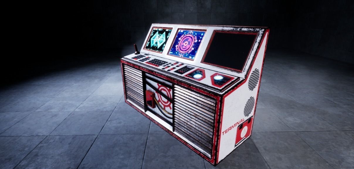 Sci-fi old Terminal Low-poly 3D model_2