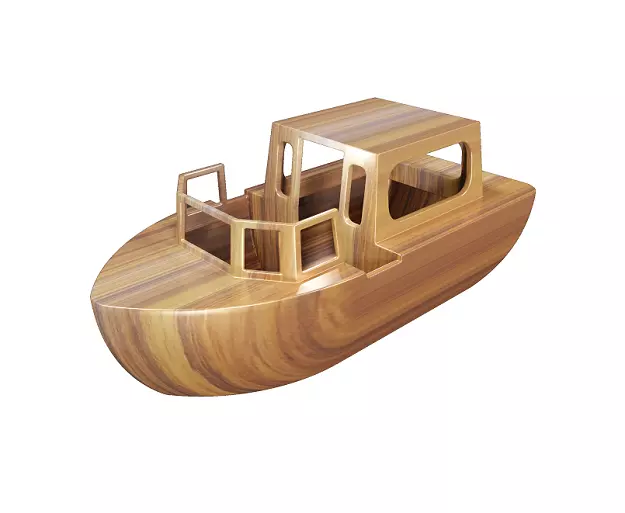 Wooden Tourist Boat Toy Low-poly 3D model_0