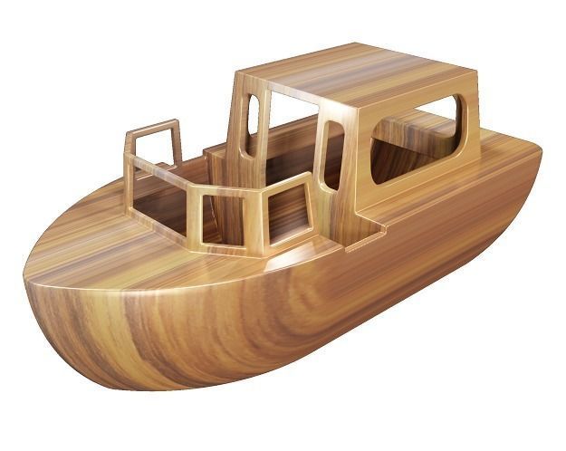 Wooden Tourist Boat Toy Low-poly 3D model_1