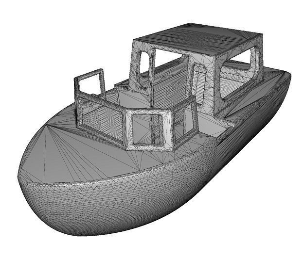 Wooden Tourist Boat Toy Low-poly 3D model_4