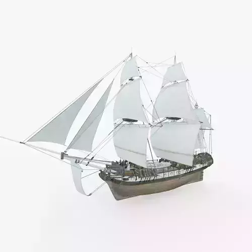 frigate HMS Undaunted Low-poly 3D model