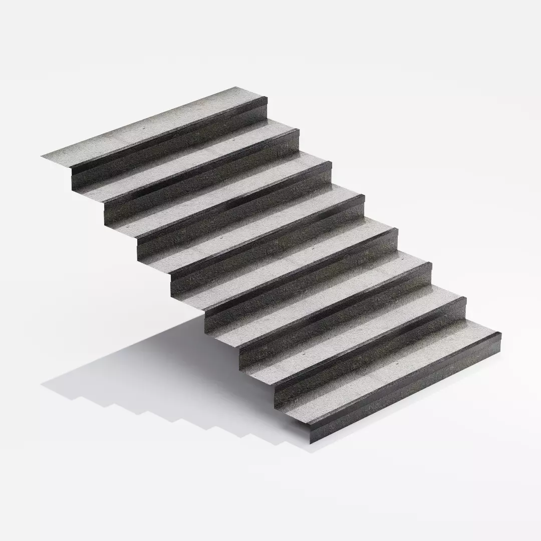 Blender Asset - Old Concrete Staircase Free low-poly 3D model_0
