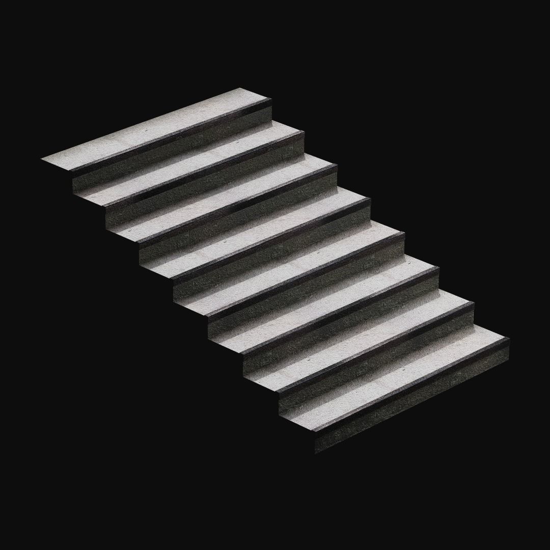 Blender Asset - Old Concrete Staircase Free low-poly 3D model_2